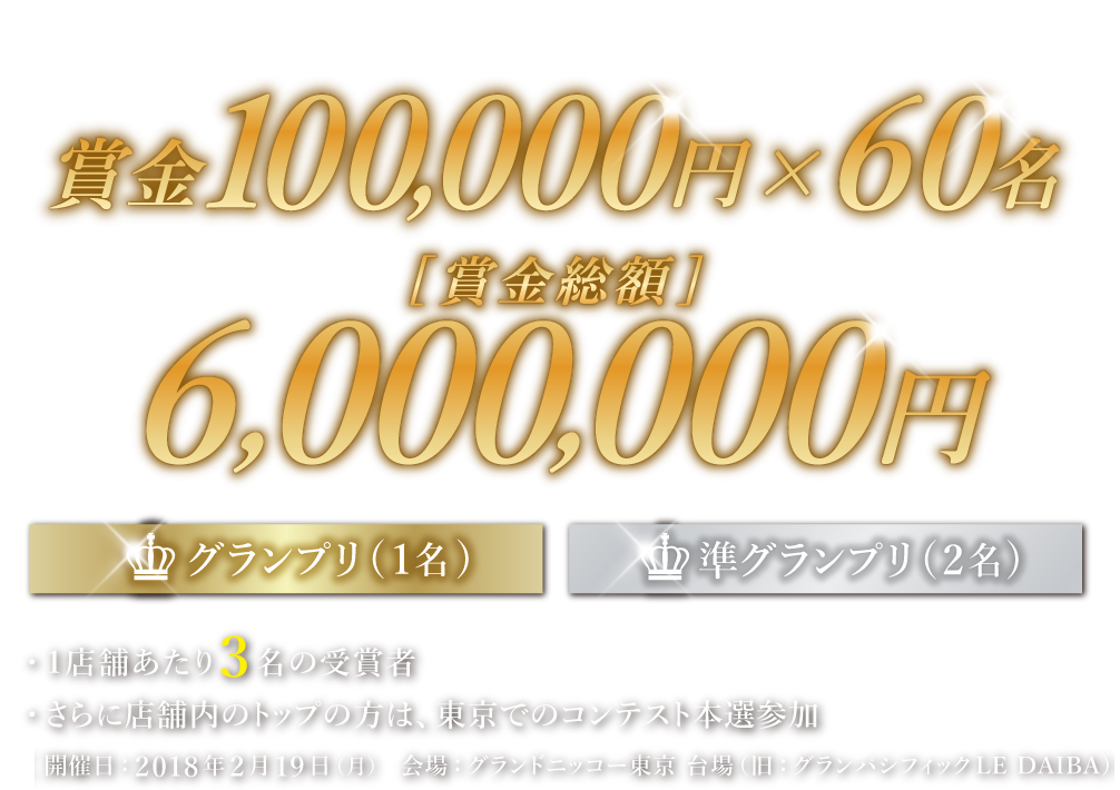 賞金100,000円 × 60名 賞金総額 6,000,000円
